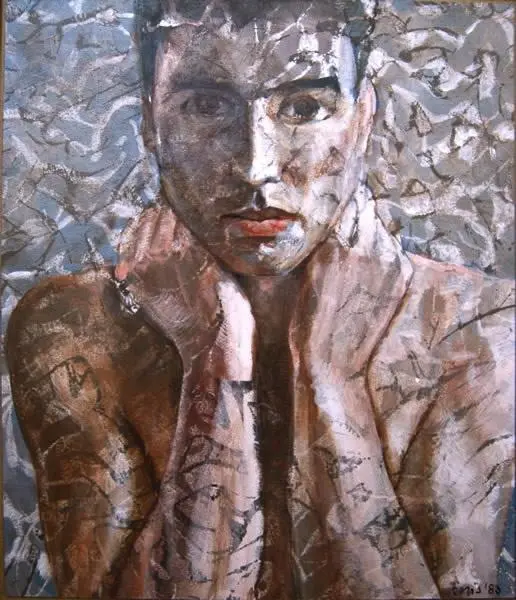 male portrait acrylic on board water tattoo