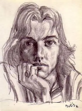 Pencil drawing on the paper self portrait study Boris Novak
