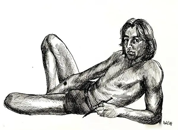 indian ink drawing self portrait Boris Novak